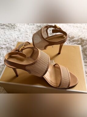 Michael Kors Leilah Tan Mesh Slingback Heels